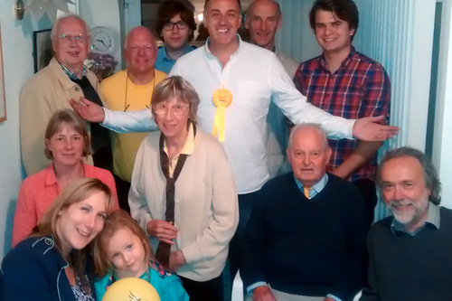 Adrian England (centre) with by-election team