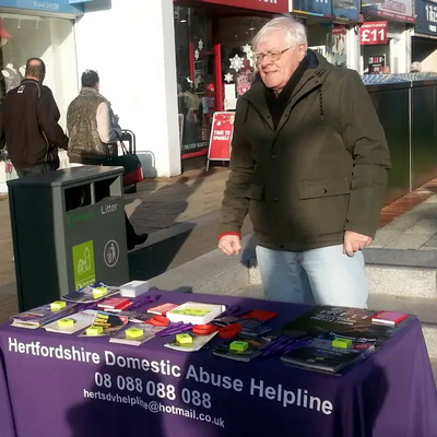 Cllr Ron Tindall - Domestic Abuse Helpline Stall