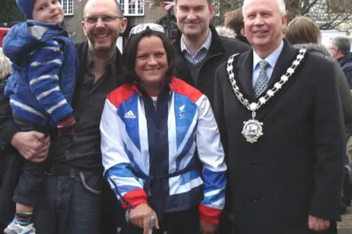 Martine Wright and Family with David Gauke MP and Tring Mayor