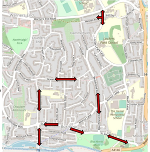 Map of Boxmoor Traffic issues