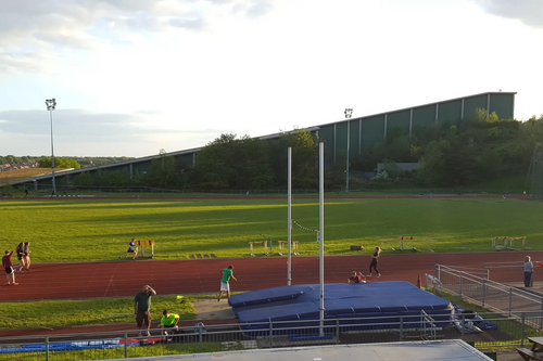 Jarman Park Athletics Track with Snow Centre in bg