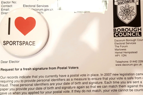 I love Sportspace and postal vote letter